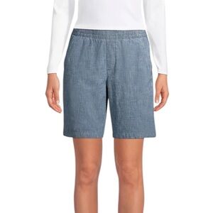 Lands End 12 Petite Mid Rise Elastic Waist Pull On 10”Chino Bermuda Shorts